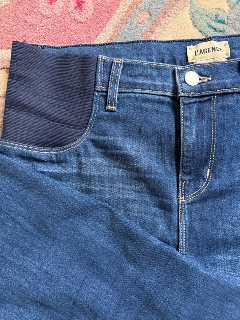 L'AGENCE Navy and Deep Blue Stretch Maternity Jeans